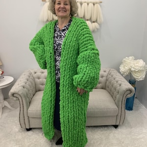 Cardigan, Sweater, Hand Knit Chunky Chenille Cardigan, Bulky Cardigan