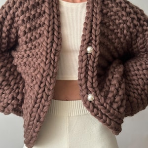 Chunky Hand Knit Cardigan Women, Merino Wool Cardigan Sweater